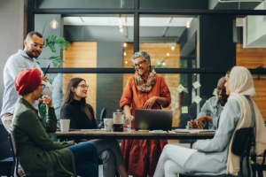 Diverse professionals at a boardroom table